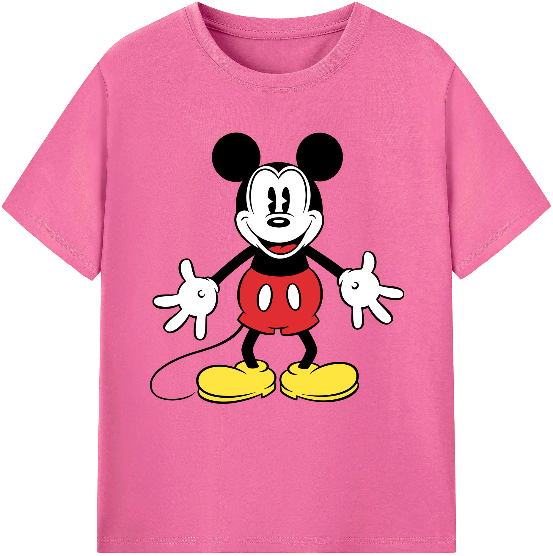 （画像用） ミッキーマウス Mickey Mouse レディースカジュアルプリントTシャツ（綿100％）